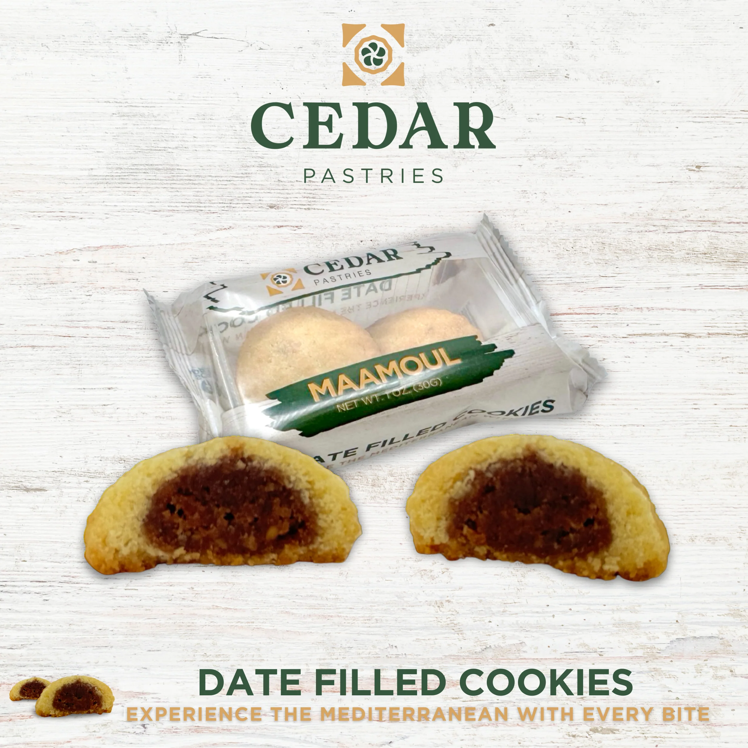 Single Serve Date Filled Maamoul Cookies 2-Pack (Case of 12) - Image 3