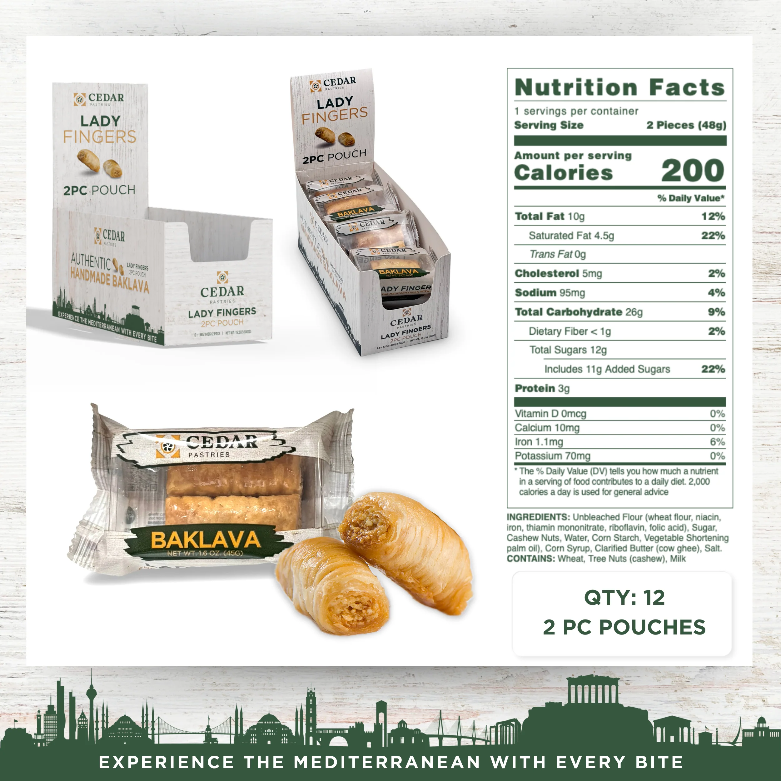Single Serve Lady Finger Baklava 2-Pack (Case of 12) - Image 4