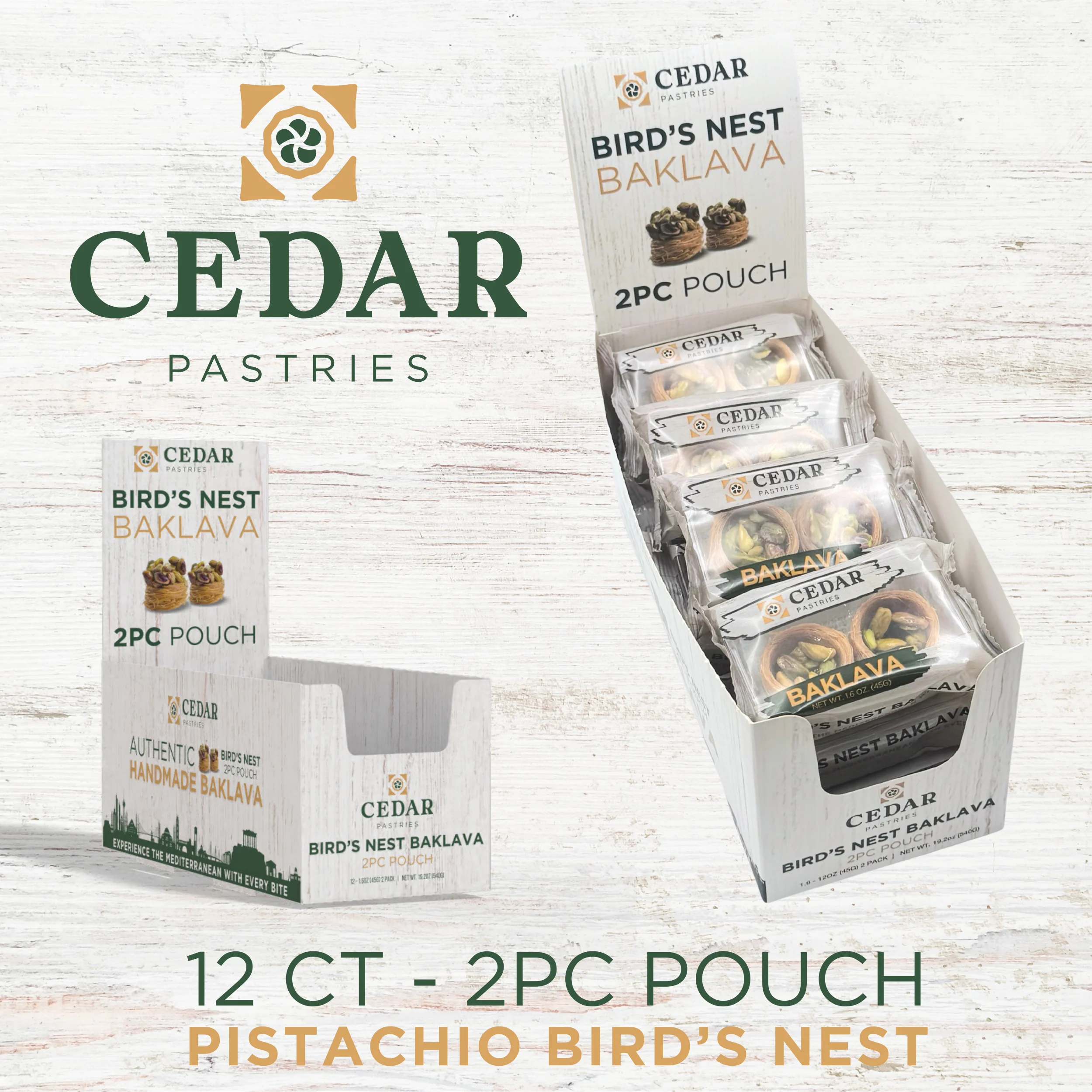 Cedar Pastries Pistachio Bird’s Nest Baklava Snack Packs – Mediterranean Dessert - Image 3